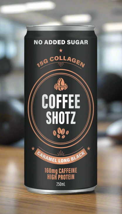 COFFEESHOTZ High Protein Collagen Performance Coffee - Caramel Long Black x 12