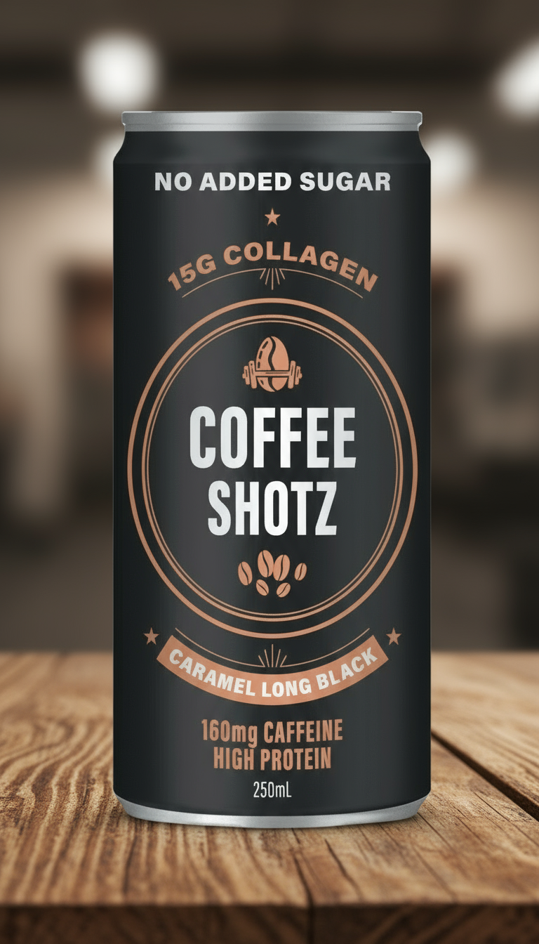 COFFEESHOTZ High Protein Collagen Performance Coffee - Caramel Long Black x 4