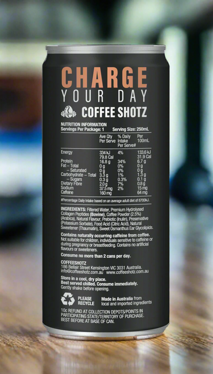 COFFEESHOTZ High Protein Collagen Performance Coffee - Caramel Long Black x 12